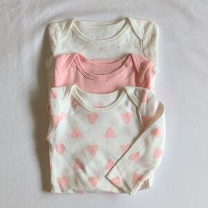NWOT joe fresh 3-pack cotton long sleeve bodysuit bundle 0-3 months baby lot